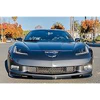 Replacement For 2005-2013 Chevrolet Corvette C6 Wide Body Models | ZR1 Style Front Bumper Lower Lip Splitter (ABS Plastic - Painted Glossy Black)