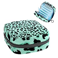 Sanitary Pads Bags, Black and Green Leopard Menstrual Cup Pouch Nursing Pad Holder, First Period Kit Bags for Teen Girls Women Ladies