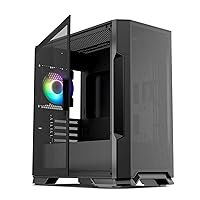 Vetroo M03 Compact Computer Case Micro ATX Mini ITX Black Gaming PC Case Rear 120mm Addressable RGB Fan Pre-Installed Door Opening Tempered Glass Side Panel & Front Mesh Panel