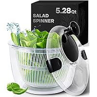 Joined Large Salad Spinner with Drain, Bowl, and Colander - Quick and Easy Multi-Use Lettuce Spinner, Vegetable Dryer, Fruit Washer, Pasta and Fries Spinner - 5.28 Qt