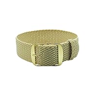 20mm Beige Perlon Braided Woven Watch Strap with Golden Buckle