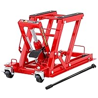 Hydraulic Motorcycle Lift Jack with 1500LBS Load Capacity, Powersports Lift Table Operated ATV Dirt Bike Scissor Jack Stand, Fit for Motorcycle UTV Snowmobile, Red, T64017