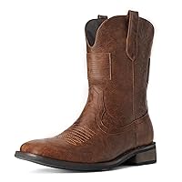 Cowboy Boots For Men - Mens Square Toe Western Boot With Flag, Faux Leather Booties, Botas Para Hombre Vaqueras Suitable For Concert, Daily, Wedding