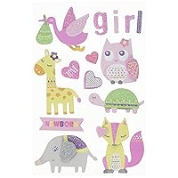 Rayher 3D Paper Sticker, Baby Pink, 15pcs, with Effects, tab-Bag