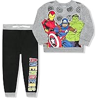 Marvel Avengers Captain America, Ironman, and Hulk Boys 2 Piece Sweatshirt and Pants Set for Toddlers and Big Kids