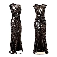 XJYIOEWT Long Spring Dresses for Women 2024 Wedding Guest,Ladies Dress Vintage 1920s Sequin Beaded Tassels Party Night S