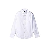 Tommy Hilfiger Boys' Oxford Long Sleeve Dress Shirt, Collared Button-down With Chest Pocket, Regular Fit, White, 14