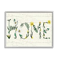Stupell Industries Home Country Greeting Blissful Daisy Floral Typography, Designed by Kate Eldridge Gray Framed Wall Art, Yellow