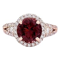 3.49 Carat Natural Pink Tourmaline and Diamond (F-G Color, VS1-VS2 Clarity) 14K Rose Gold Cocktail Ring for Women Exclusively Handcrafted in USA