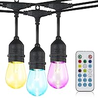 Outdoor String Lights, IPStank 24FT Color Changing Outdoor String Lights, Patio Lights Outdoor Waterproof Porch Light with Remote, for Patio Decor, Balcony, Bistro
