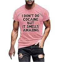 I Don't Do Cocaine But It Smells Amazing Tshirt Funny Saying Short Sleeve T-Shirt Summer Crewneck Gym Athletic Tees