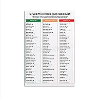 Glycemic Index Food Poster Diabetes Food Chart Glycemic Index List Painting Art Poster (1) Canvas Poster Wall Art Decor Print Picture Paintings for Living Room Bedroom Decoration Unframe-style 08x12in