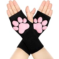 Cat Paw Pad Mittens Gloves Kawaii Pink 3D Claw Fingerless Cute Cat Cosplay Gloves Sleeve for Girls Party