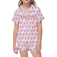 TAIAOJING Monkey Pyjama Rabbit Pjs Set Shirt and Shorts 2-Piece Nightwear Cute Animals Floral Lounge Sleepwear
