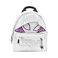 Fred Segal Marvel Spider-Gwen Mini Backpack, Spider-Man: Across the Spider-Verse Small Travel Bag Purse for Men and Women, White, 11 Inch