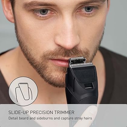 Panasonic Multi-Groomer Men’s Trimmer for Beard, Hair and Body, 39 Trim Length Settings with 3 Attachments, Corded/Cordless Operation – ER-GB80-S (Silver)