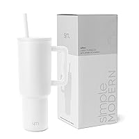 Simple Modern 40 oz Tumbler with Handle and Straw Lid | Insulated Cup Reusable Stainless Steel Water Bottle Travel Mug Cupholder Friendly | Gifts for Women Men Him Her | Trek Collection | Winter White