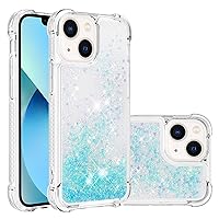Compatible with iPhone 15 Plus Liquid Case Glitter Cute Clear Phone Case Floating Quicksand Shockproof Protective Bumper Soft TPU Girly Women Case for iPhone 15 Plus 6.7 inch Star Blue YB