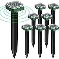 Mole Repellent for lawns Gopher Repellent Ultrasonic Solar Powered Snake Repellent Deterrent Mole Repeller Vole Repellent Outdoor Lawns Garden Yard All Pests Sonic Spikes Stakes Chaser (8, green)
