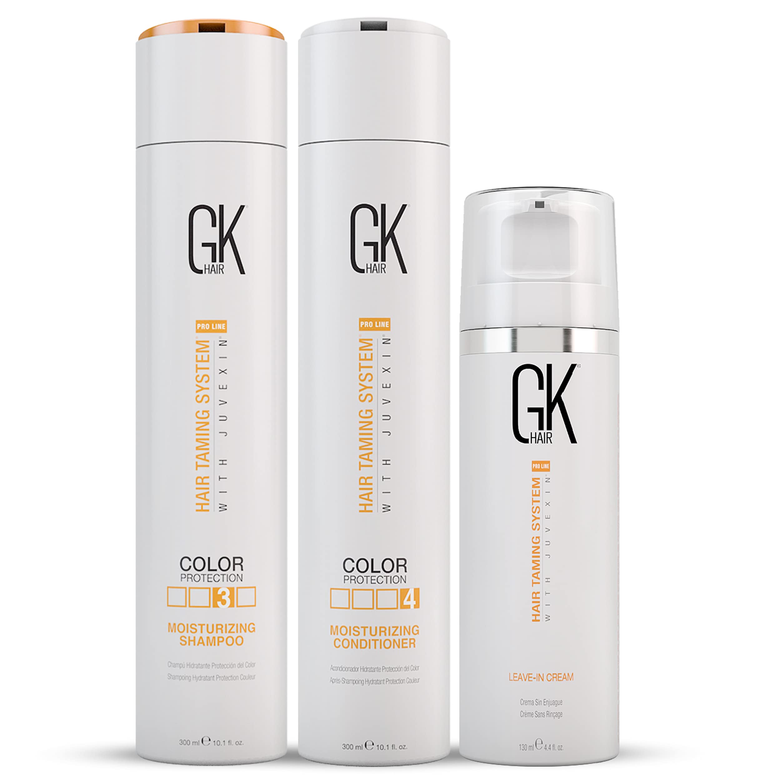 Global Keratin GK Hair Moisturizing Shampoo and Conditioner 300ml Set I Leave in Conditioner Cream 130ml For Detangling Smoothing Strengthening