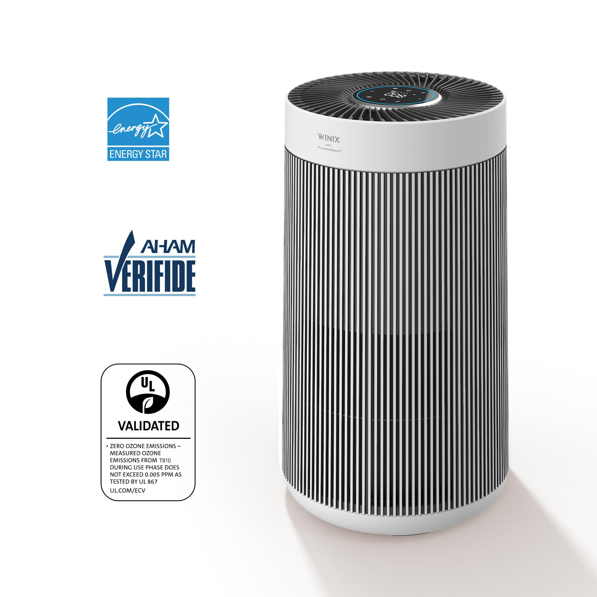 Winix T810 Large Room Air Purifier AHAM Verified for up to 410 sq ft All-in-One 4-Stage True HEPA Air Purifier with PlasmaWave Technology, Silver