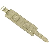 18mm Hirsch Duke Genuine Leather Alligator Grain Beige Watch Band and Pad