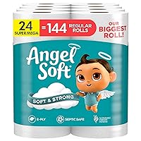 Toilet Paper, 24 Super Mega Rolls = 144 Regular Rolls, Soft and Strong Toilet Tissue