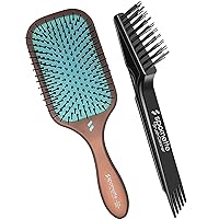 Spornette Ion Fusion Paddle Brush Bundle with Hair Brush Cleaner