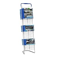Atlantic Nestable 42 DVD/Blu-ray/Games Rack - Space Saving Modern Design In High End Gunmetal Finish with Blue Molded Handle (Updated)