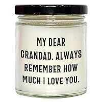 Inspirational Grandad Gifts for Mother's Day - 9oz Vanilla Soy Candle - My Dear Grandad, Always Remember How Much I Love You.