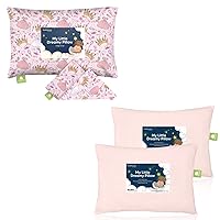 KeaBabies Toddler Pillowcase for 13X18 Pillow and 2-Pack Toddler Pillow - Organic Toddler Pillow Case for Kids (Dream Princess) - Kids Pillows for Sleeping, Travel, School, Nap (Mist Pink)