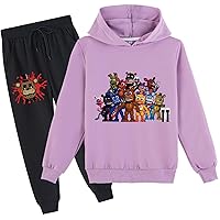 Kid Graphic Pullover Hoodie and Sweatpants Set,2 Piece Outfits Cotton Long Sleeve Sweatshirts for Boys Girls