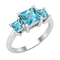 Dazzlingrock Collection Ladies Bridal 3 Stone Engagement Ring, Available in Various Princess Diamonds, Gemstones & Metal in 10K/14K/18K Gold & 925 Sterling Silver