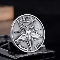 Satanic Lucifer Morning Star Coin Pentecostal Badge Jesus Cross Coins Metal Coin Plated Commemorative Coin Badge Medal for Collection Arts Gifts Souvenir