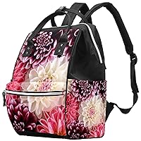 Dahlia Flowers Diaper Bag Backpack, Large Capacity Muti-Function Travel Backpack