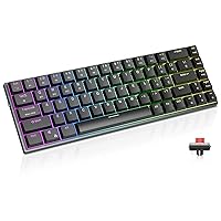 DURGOD TGK200 Wireless Mechanical Gaming Keyboard,60% Low Profile Bluetooth Keyboard with Kailh Choc Brown Switch, 68 Keys RGB Lighting, PBT Keycaps and Hot-swappable for PC Mac and Pad,Black