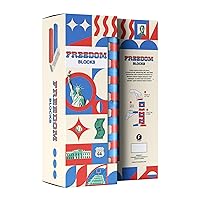 Freedom Blocks Party Game - Patriotic Trivia Block-Stacking Game with 54 Red, White, and Blue Blocks! Perfect for Game Night, Ages 14+, 2+ Players, 30-60 Minute Playtime, Made by Fitz Games