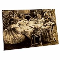 3dRose 1900 Four Sisters Having a Tea Party with Their Dolls... - Desk Pad Place Mats (dpd-301252-1)
