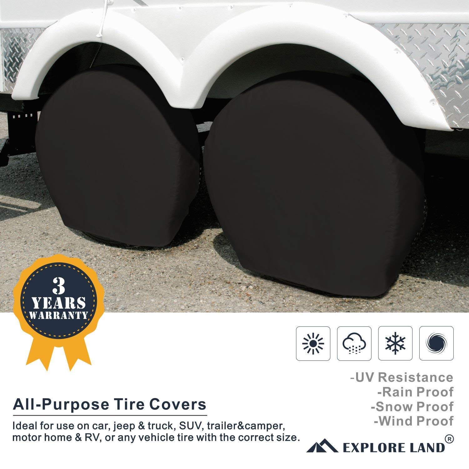 Mua Explore Land Tire Covers Pack Tough Tire Wheel Protector For Truck,  SUV, Trailer, Camper, RV Universal Fits Tire Diameters 23-25.75 inches,  Black trên Amazon Mỹ chính hãng 2023 Giaonhan247