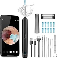 Ear Wax Removal, Ear Wax Removal Tool with 1296P HD Camera and 6 LED Lights, Upgrade Ear Cleaner with 10 Ear Pick, Ear Wax Removal Kit for iOS and Android (Black)