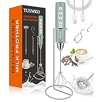 YUSWKO Rechargeable Milk Frother for Coffee with Stand, Handheld Drink Mixer with 3 Heads 3 Speeds Electric Stirrers for Latte, Cappuccino, Hot Chocolate, Egg - Granite