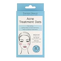 Acne Treatment Pimple Patches by Precision Beauty | Acne Patches for Zits Pimples and Blemishes | Acne Spot Treatment with Salicylic Acid Tea Tree Oil and Aloe Vera | Package of 30 Acne Dots