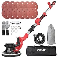 POPULO Electric Drywall Sander, 810W Power Drywall Sander with Vacuum Dust Collector, 6 Speed 1800RPM Wall Sander Popcorn Ceiling Removal Tool with 9'' Sanding Discs and Foldable Extendable Pole