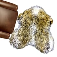 Soft Thick Coyote Pelt Faux Rug - Luxury Fur - Sheepskin - Pelt - Hide - 100% Animal Friendly USA (4'x5')