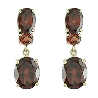 Garnet Oval Shape Gemstone Jewelry 10K, 14K, 18K Yellow Gold Drop Dangle Earrings For Women/Girls