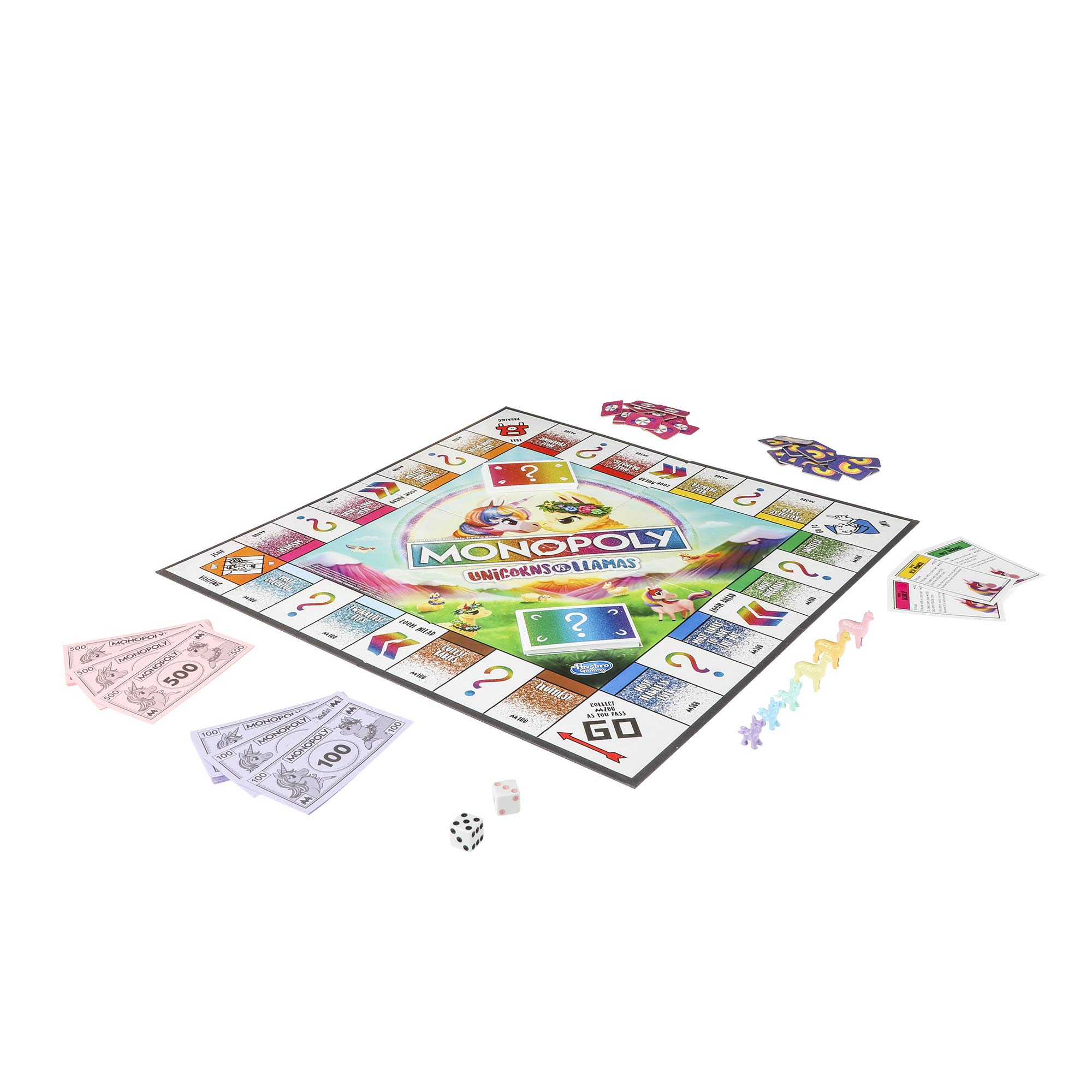 Monopoly Unicorns vs. Llamas Board Game for Ages 8 and Up; Play on Team Unicorn or Team Llama (Amazon Exclusive)