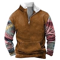 Mens Sweaters And Pullovers Long Sleeve Shirts Fashion Thermal Loose Fit Thermal Zip Up Pullovers,Plus Size