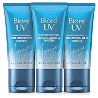 Biore UV Aqua Rich SPF 30 PA+++ Japanese Daily Moisturizer Sunscreen for Face, For Sensitive Skin, Oil Free, Hyaluronic Acid, Vegan, Oxybenzone & Octinoxate Free, Dermatologist Tested, 1.7 Oz/3pk