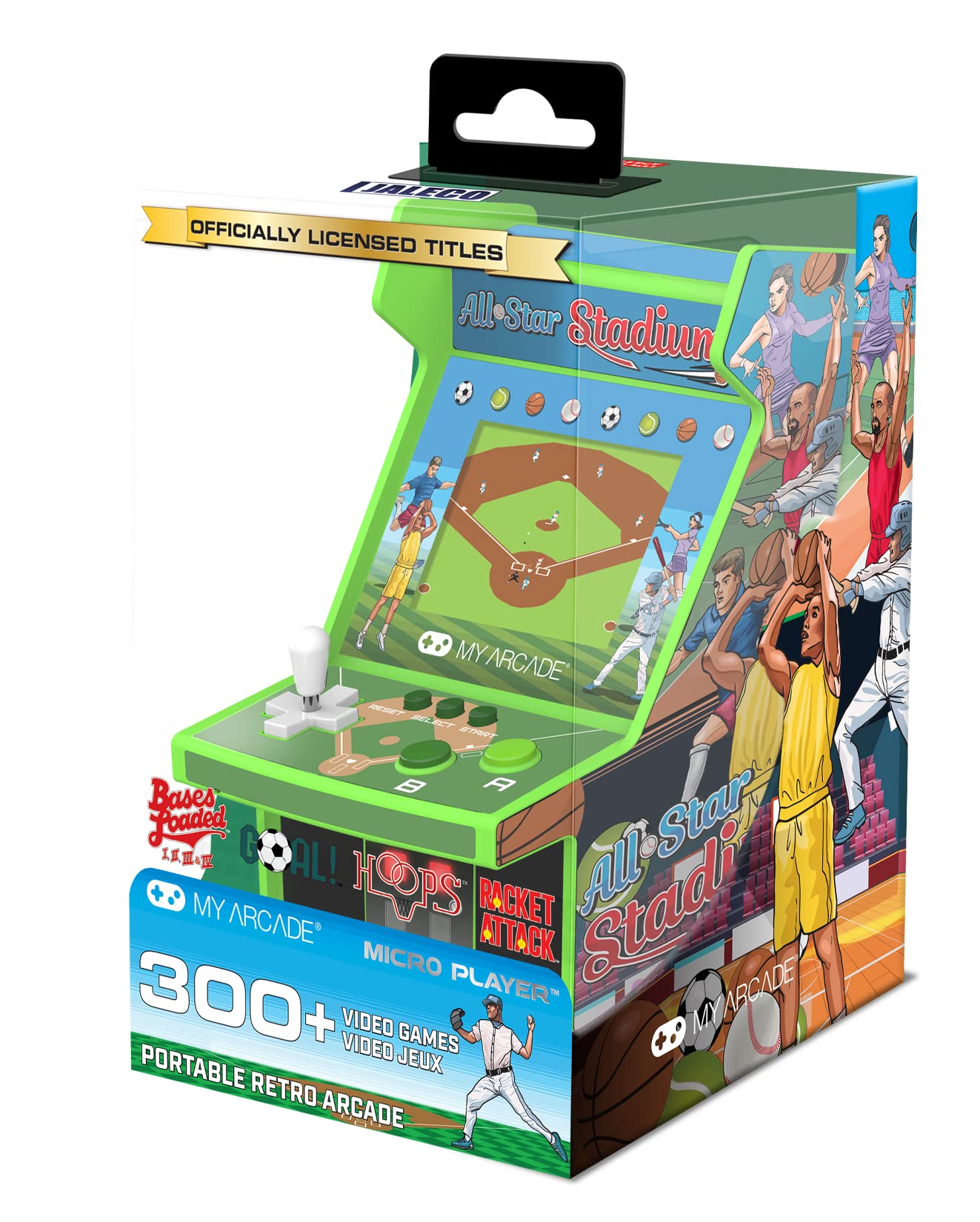 My Arcade All Star Stadium Micro Player- Fully Portable Mini Arcade Machine with 307 Retro Games, 2.75