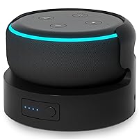 Battery Base for Dot 3rd Gen Battery Stand Portable Charger for Dot 3rd Back up Battery 8 Hours Play time, Not Include Echo Dot 3 (Black 5200mah)